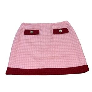 Alexia Admor Pink Tweed Mini Skirt Pearl‎ Button Pockets Style S155 Size 10